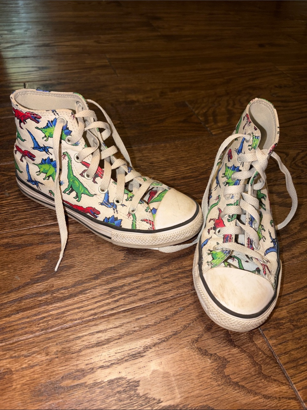 Converse Kids High-Top Sneakers with Red, Green & Blue Dinosaur Print